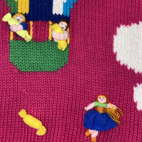 Cotton Salsa 3D Knit Cardigan Sweater Hot Air Balloons Peru Size Large/X-Large - Picture 8 of 16